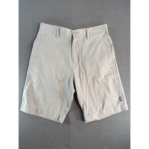 VTG Gotcha Shorts Mens 34 Beige Striped Chino Flat Front 11 Inseam 90s Summer